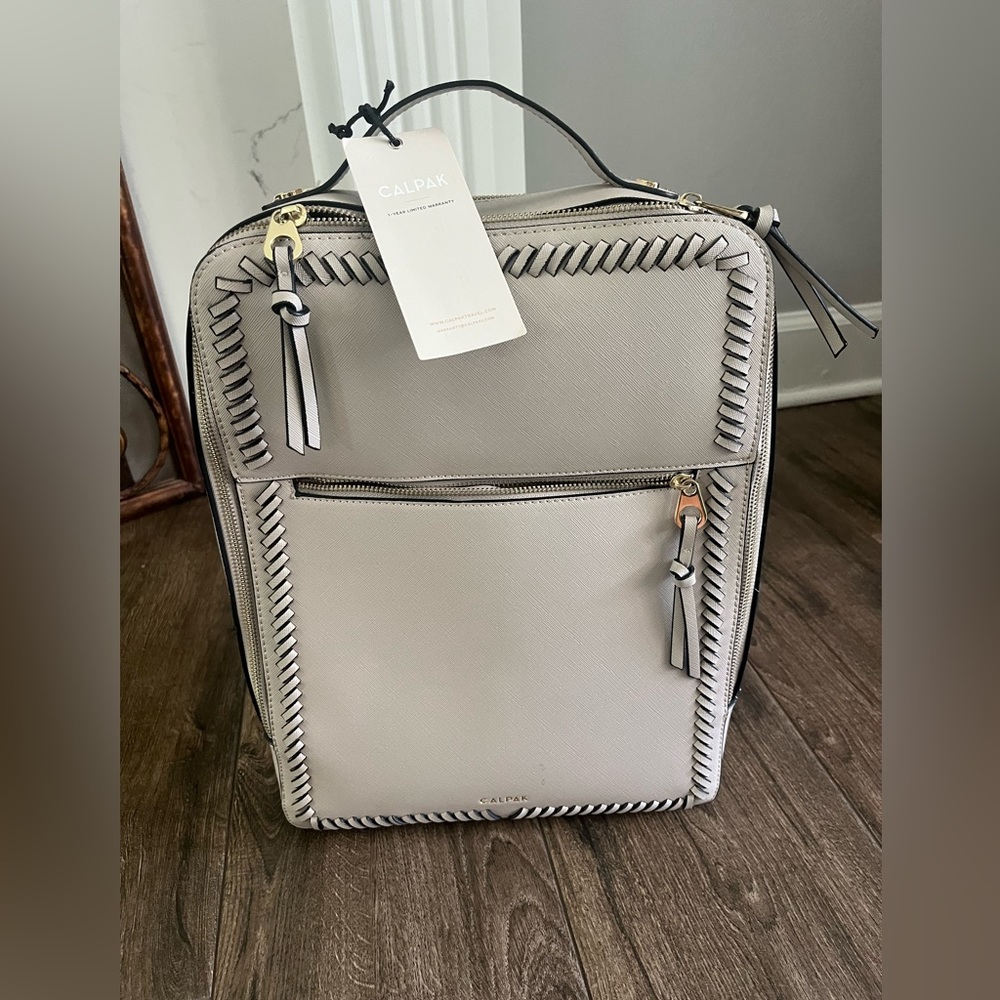 Calpak beige Kaya faux leather backpack